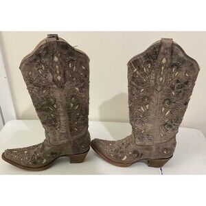 Corral Vintage Western Boots Women 6.5 Brown Distressed Cutout Studded Cowgirl